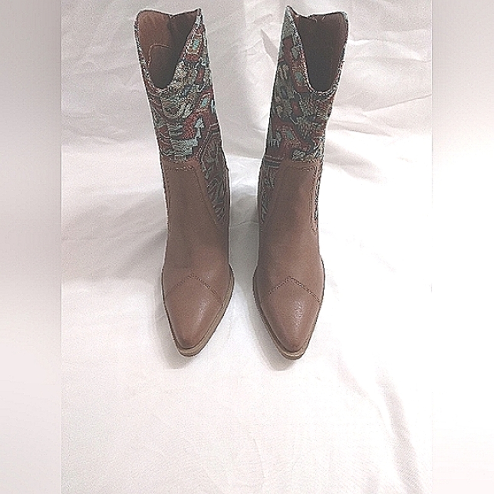 Wonderly Lawler Women's Slip-on Zip Cowgirl Mid-Calf Western Pointed Boots 7.5 M - Picture 3 of 7